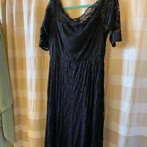 Black lace off the shoulder dress